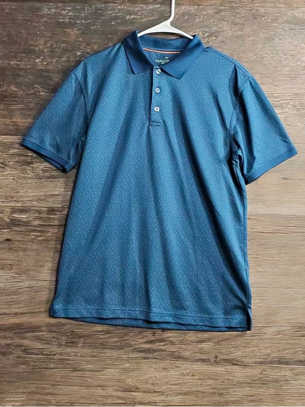 Haggar Teal and Blue Short Sleeve Golf Polo